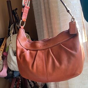 Coach Leather Hobo Bag in Cognac Brown
